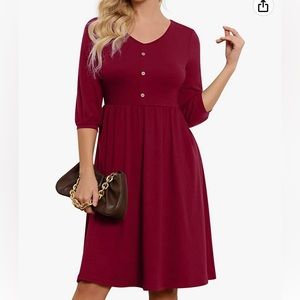 NWT Boutique Yathon V Neck Button Down A Line Casual Dress Pockets